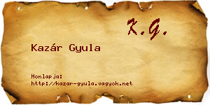 Kazár Gyula névjegykártya